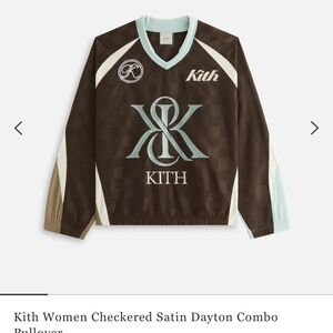 Kith Satin Checkered Pullover in Brown and Blue